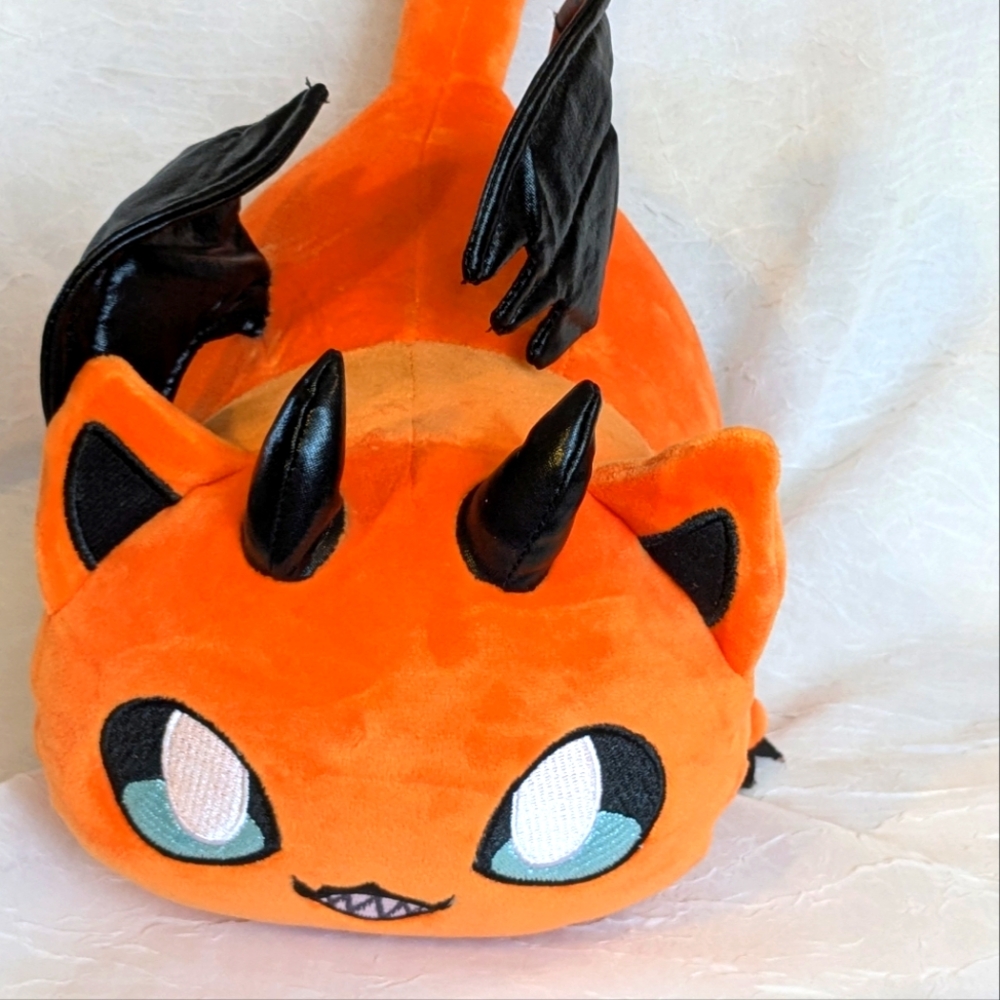 Ahmau Demon Cat Plushie Orange Halloween Stuffed Animal Devil Kitty Toy Cute 11"